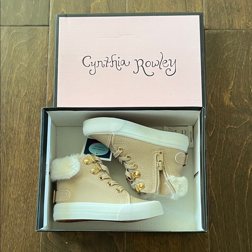 Cynthia Rowley Kids Beige Sneakers with Gold Details